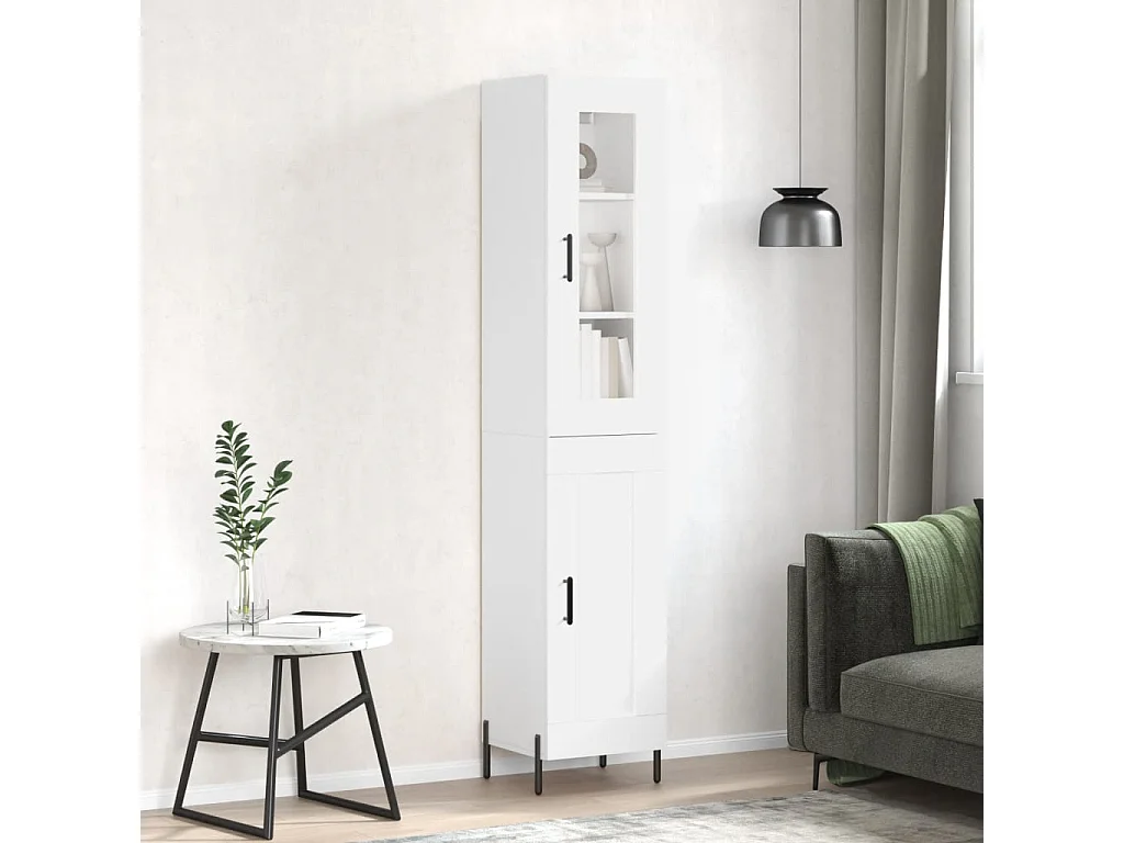 Credenza | Buffet | Armadio Bianca 34,5x34x180 cm in Legno Multistrato