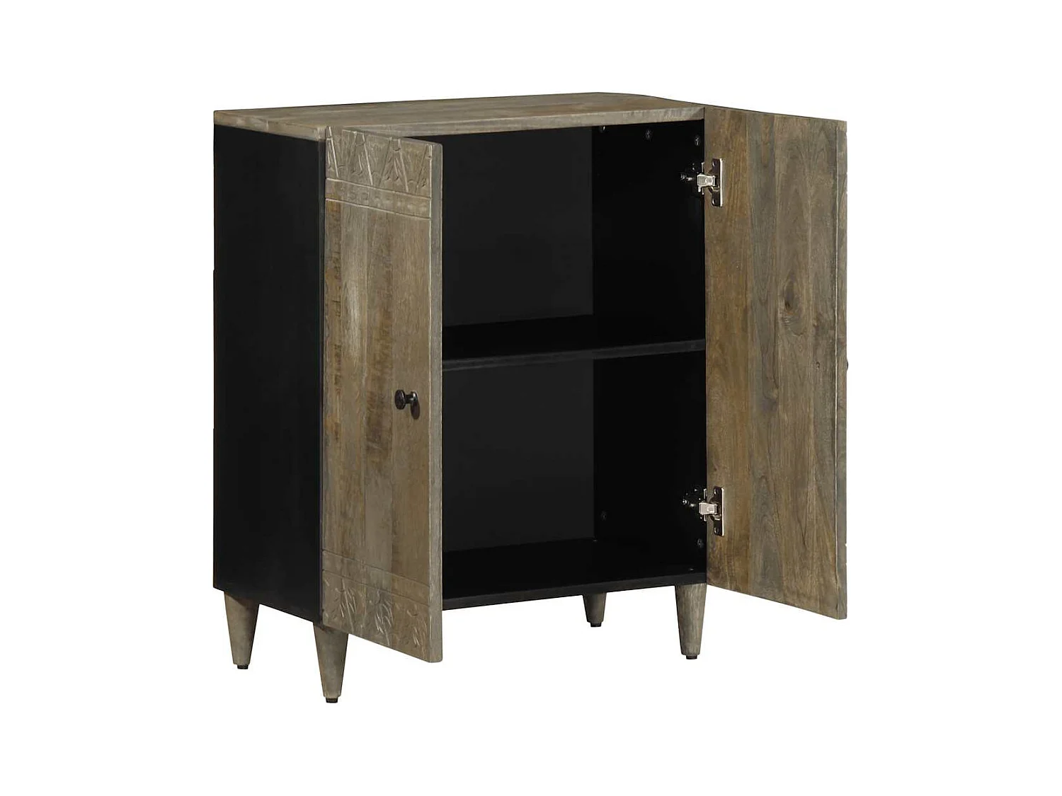 Credenza | Buffet | Armadio Grigio Chiaro 60x33,5x75 cm in Legno Massello di Mango