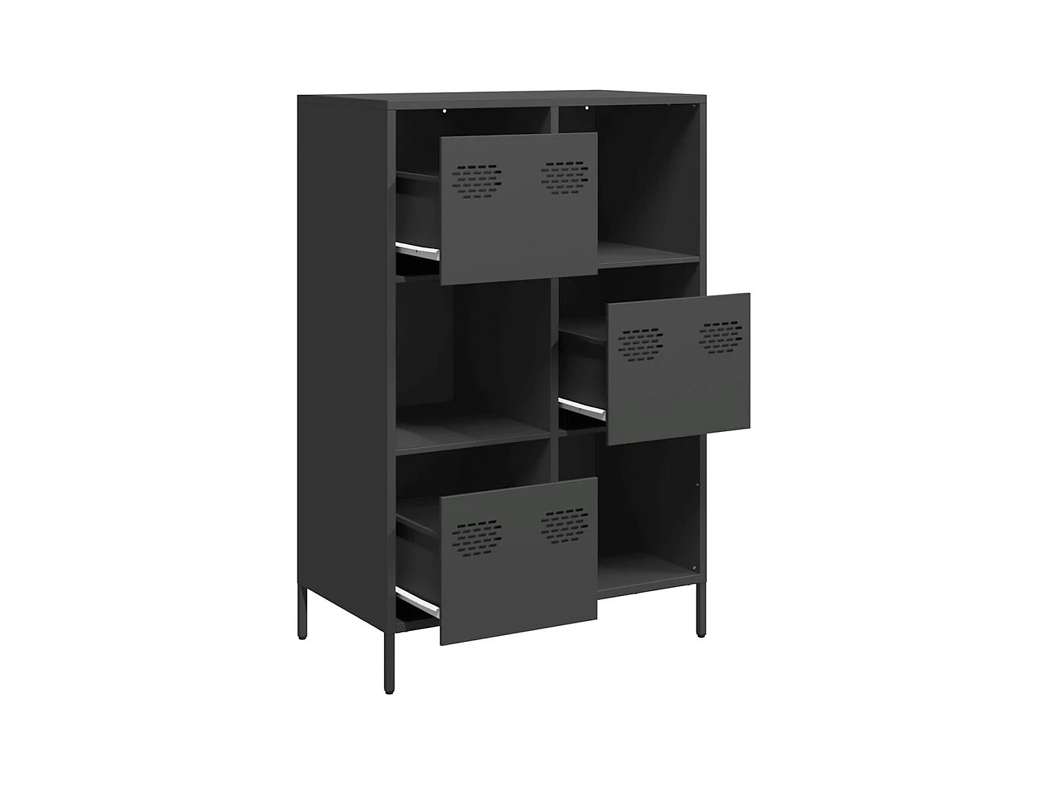 Buffet | Commode à tiroir | Meuble de rangement haut noir 68x39x103,5 cm acier