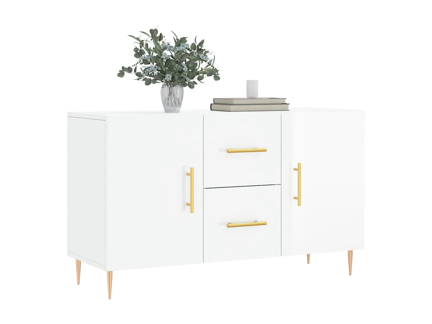 Buffet | Bahut | Meuble de rangement blanc brillant 100x36x60 cm bois d'ingénierie