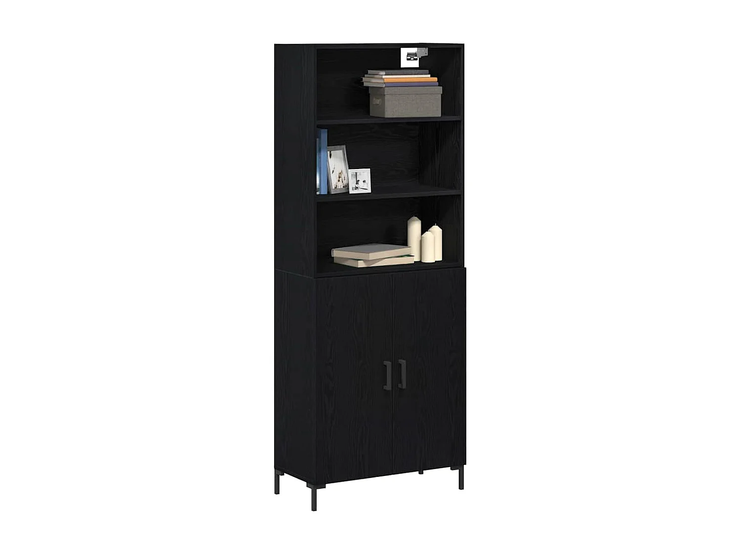 Buffet | Bahut | Meuble de rangement Chêne Noir 69.5x34x180 cm Bois d'Ingénierie