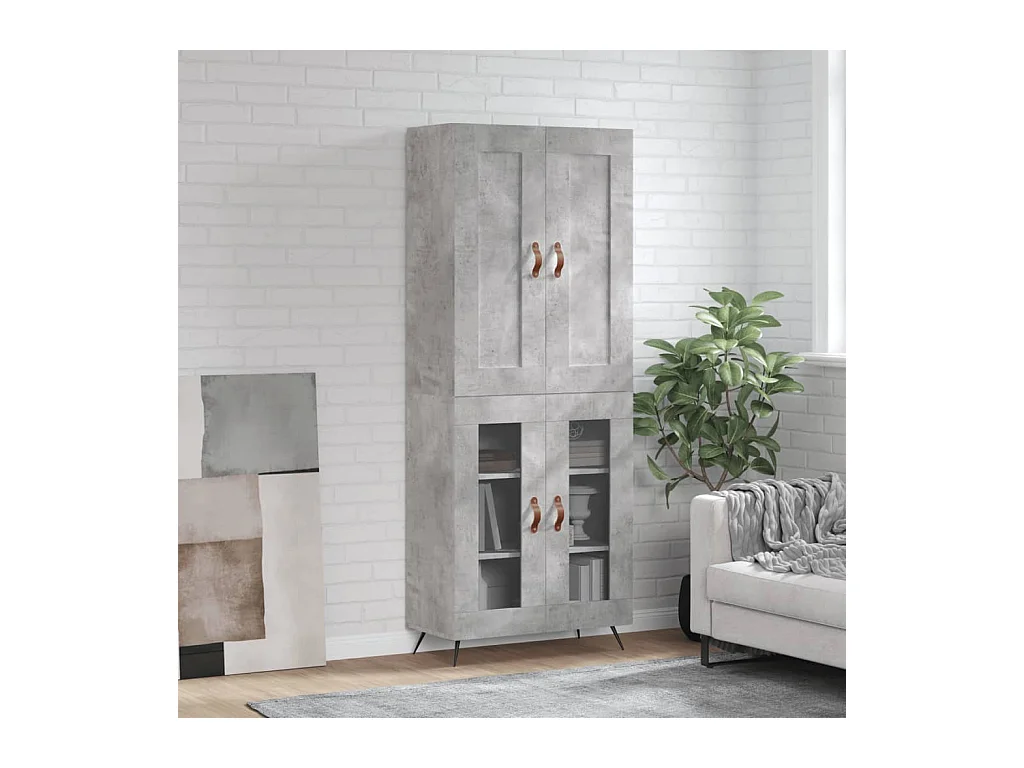 Credenza | Buffet | Armadio Grigio Cemento 69,5x34x180 cm in Legno Multistrato