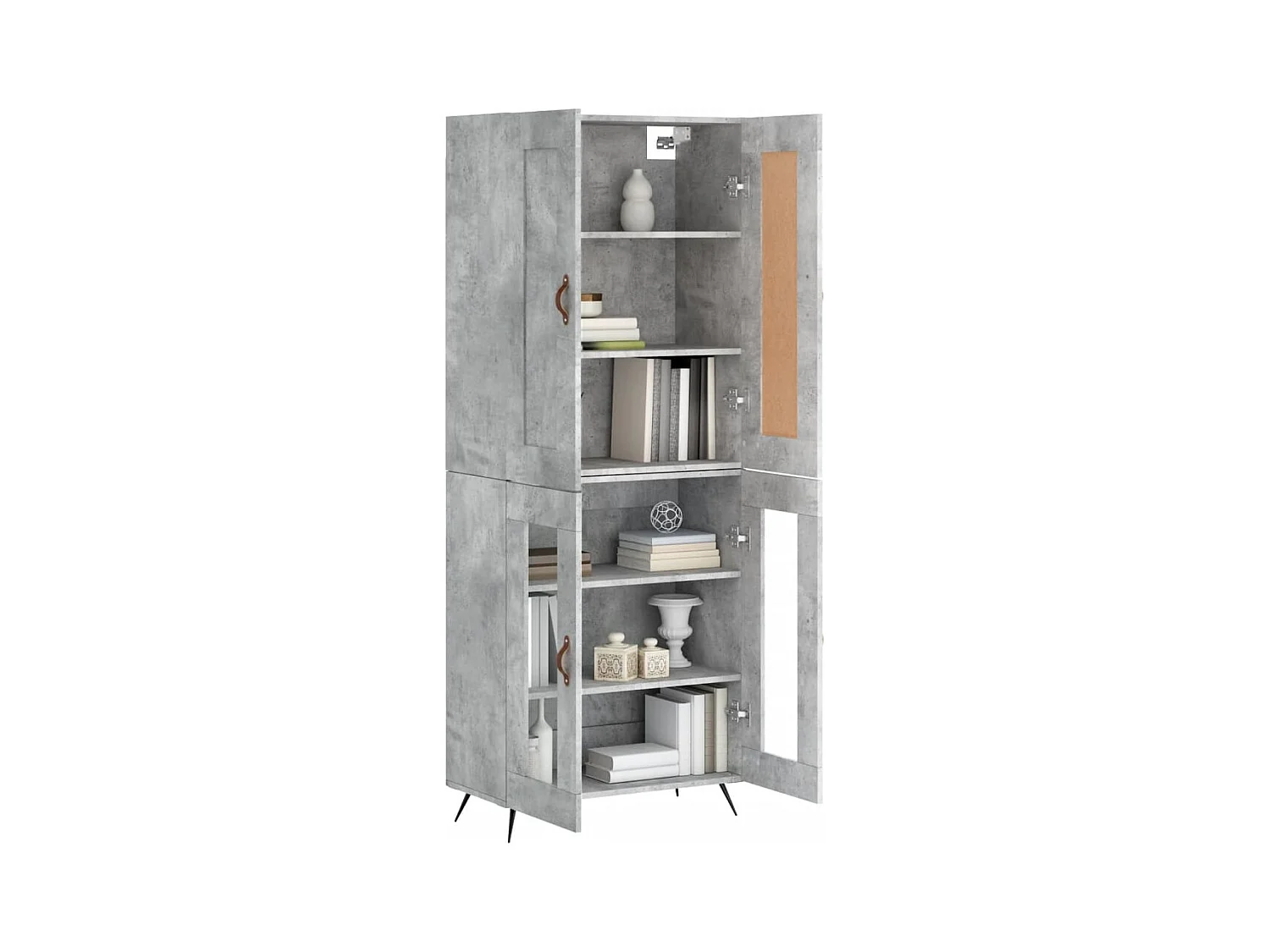 Buffet | Bahut | Meuble de rangement haut Gris béton 69,5x34x180 cm Bois d'ingénierie