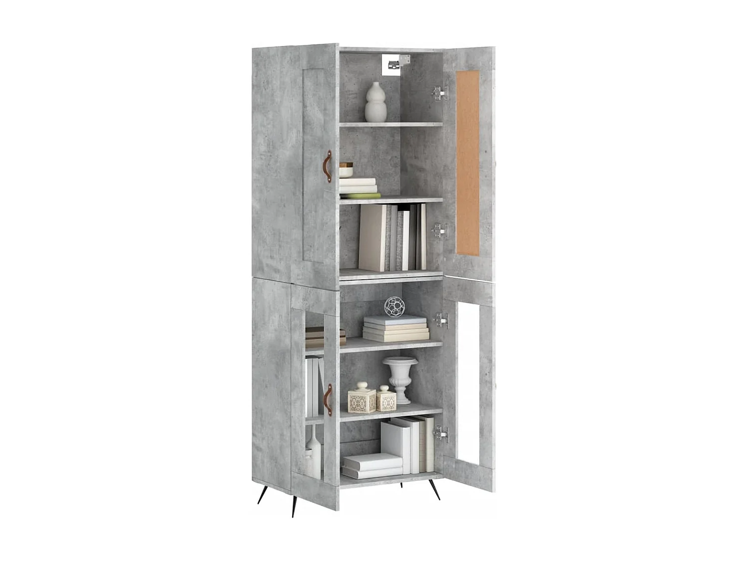Credenza | Buffet | Armadio Grigio Cemento 69,5x34x180 cm in Legno Multistrato