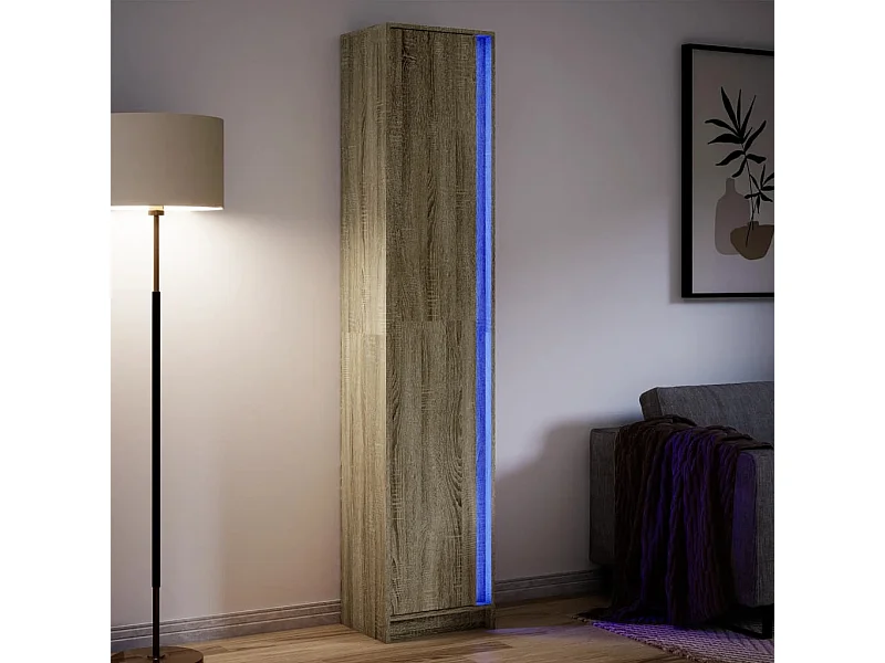 Buffet | Bahut | Meuble de rangement haut LED chêne sonoma 41,5x32,5x200 cm bois d’ingénierie