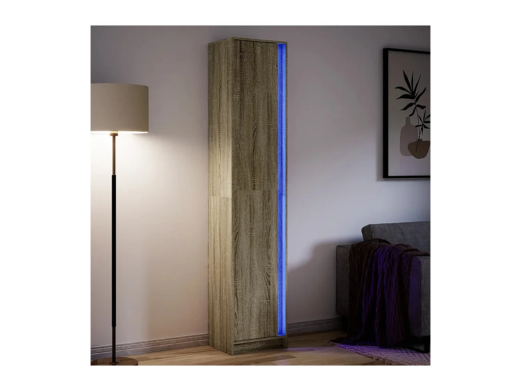 Buffet | Bahut | Meuble de rangement haut LED chêne sonoma 41,5x32,5x200 cm bois d’ingénierie