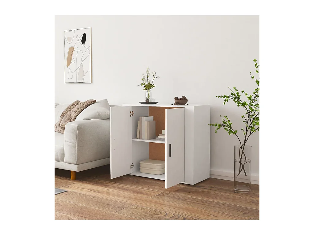 Credenza | Buffet | Armadio Bianca 80x33x70 cm in Legno Multistrato