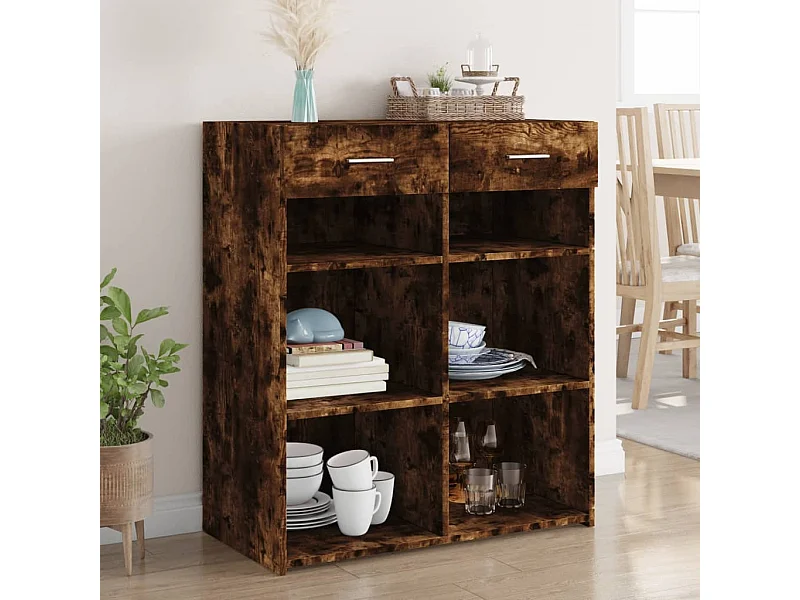 Buffet | Bahut | Meuble de rangement chêne fumé 80x42,5x93 cm bois d'ingénierie