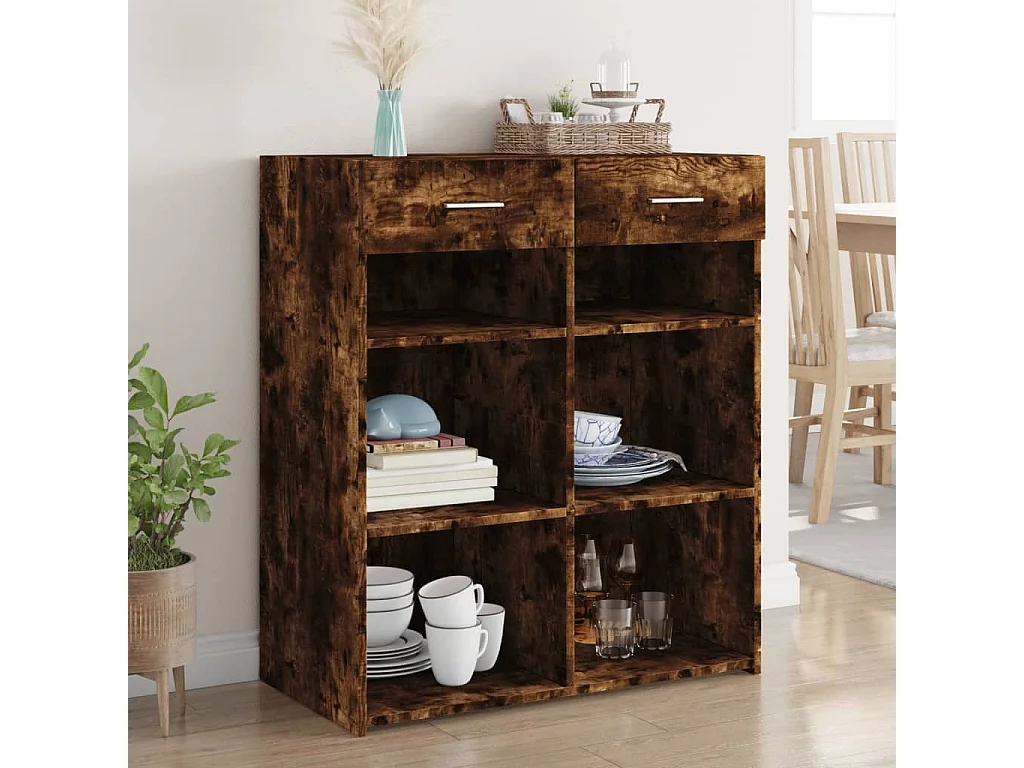 Buffet | Bahut | Meuble de rangement chêne fumé 80x42,5x93 cm bois d'ingénierie