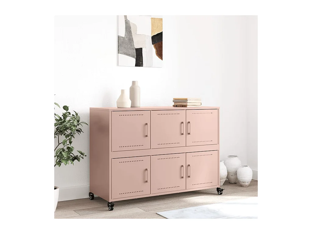 Credenza | Buffet | Armadio Rosa 100,5x39x72 cm in Acciaio Laminato a Freddo