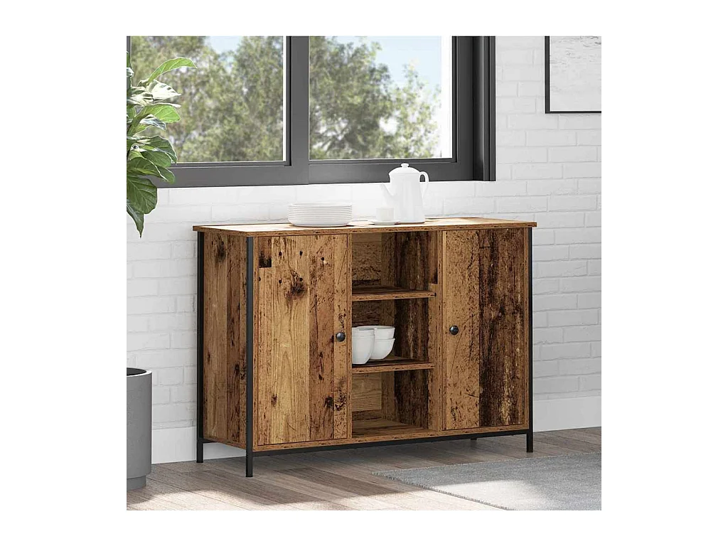 Buffet | Bahut | Meuble de rangement en bois ancien 100x35x70 cm en bois d'ingénierie et acier