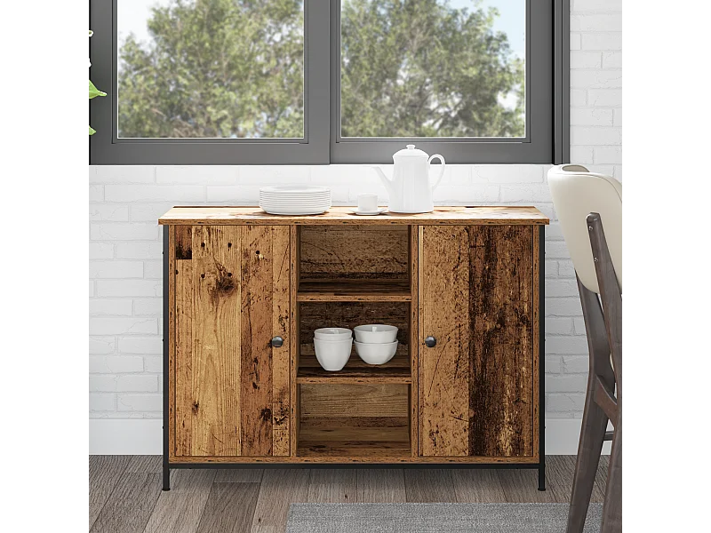 Buffet | Bahut | Meuble de rangement en bois ancien 100x35x70 cm en bois d'ingénierie et acier