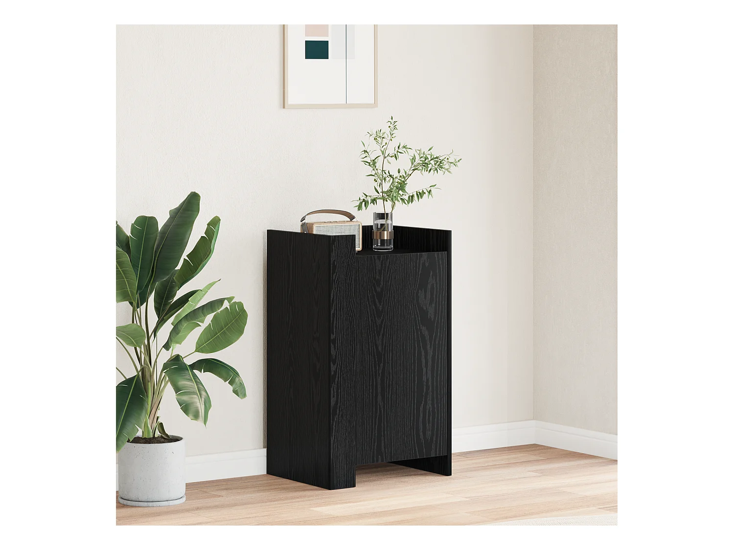Credenza | Buffet | Armadio Rovere Nero 45x35x75 cm Legno ingegnerizzato