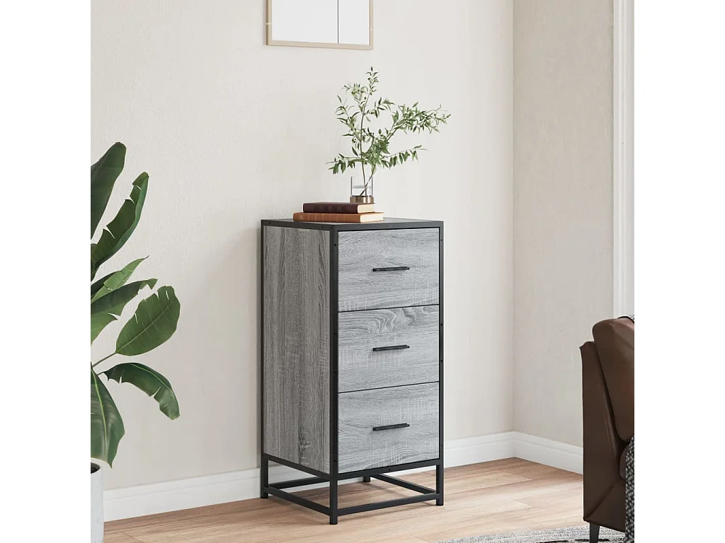 Buffet | Bahut | Meuble de rangement sonoma gris 35,5x35x76 cm bois d'ingénierie et métal