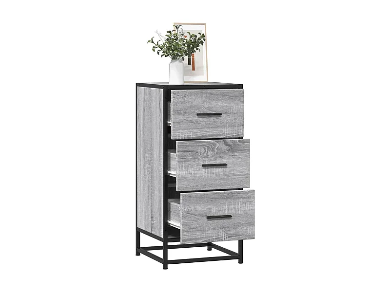 Credenza | Buffet | Armadio Grigio Sonoma 35,5x35x76 cm in Truciolato e Metallo