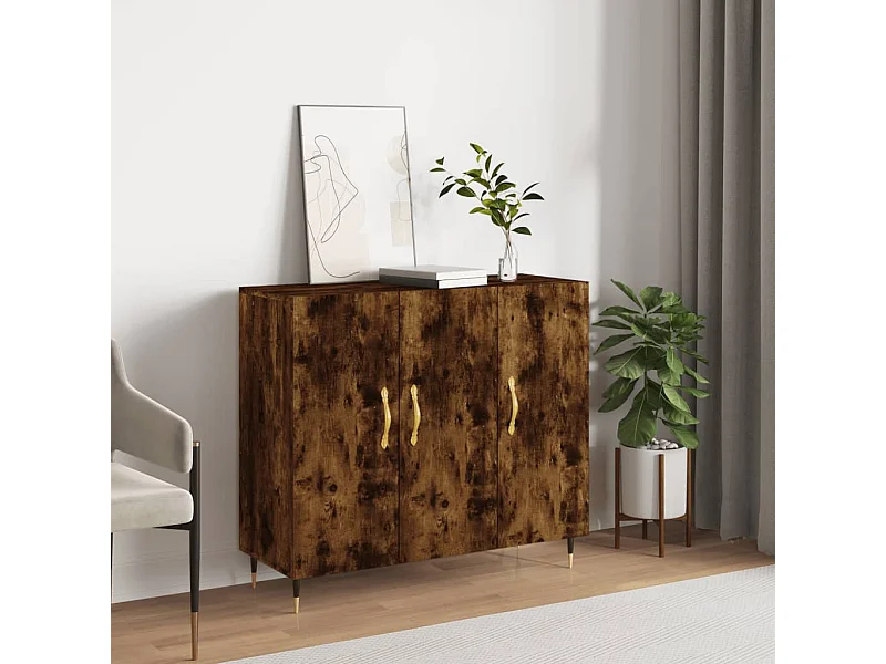 Buffet | Bahut | Meuble de rangement chêne fumé 90x34x80 cm bois d'ingénierie