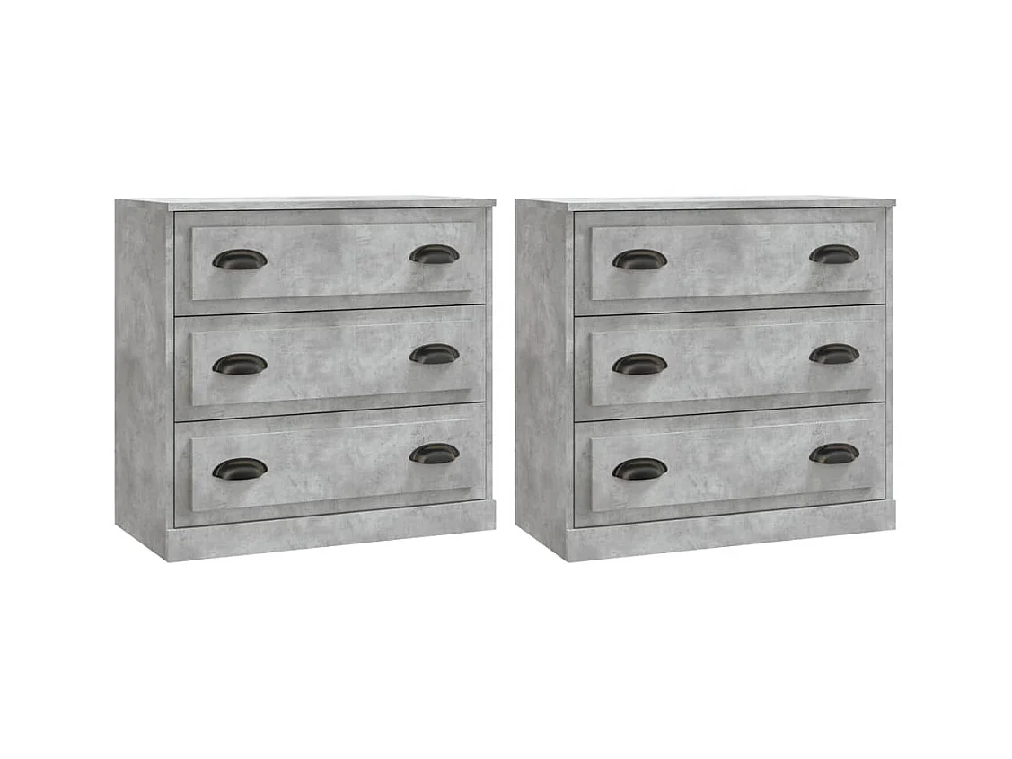 Buffets | Bahuts | Meuble de rangement 2 pcs gris béton bois d'ingénierie