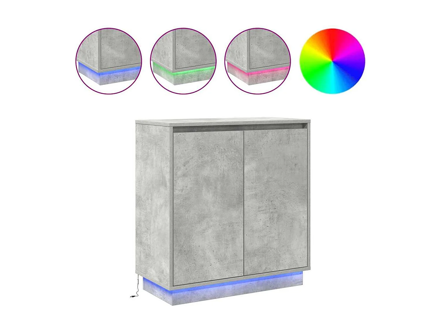 Credenza | Mobile | Armadio TV con LED Grigio Calcestruzzo 71x34,5x75 cm in Legno Ingegnerizzato