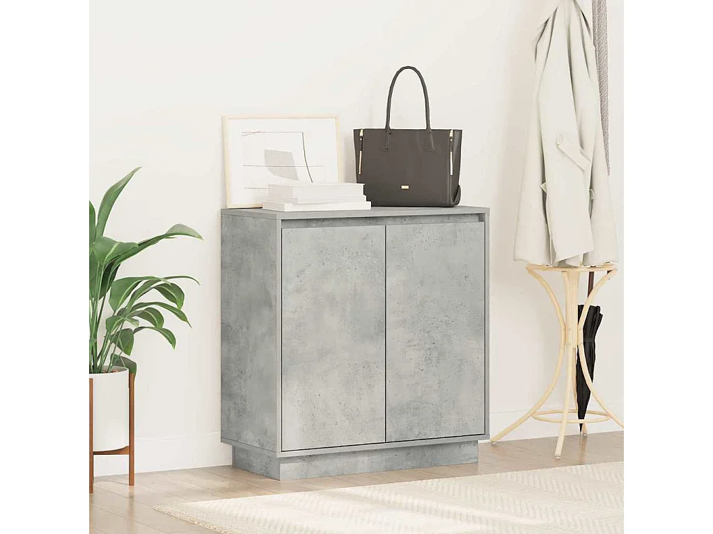 Credenza | Mobile | Armadio TV con LED Grigio Calcestruzzo 71x34,5x75 cm in Legno Ingegnerizzato