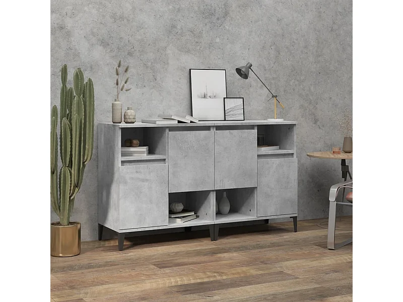 Buffets | Bahuts | Meuble de rangement 2 pcs gris béton 60x35x70 cm bois d'ingénierie