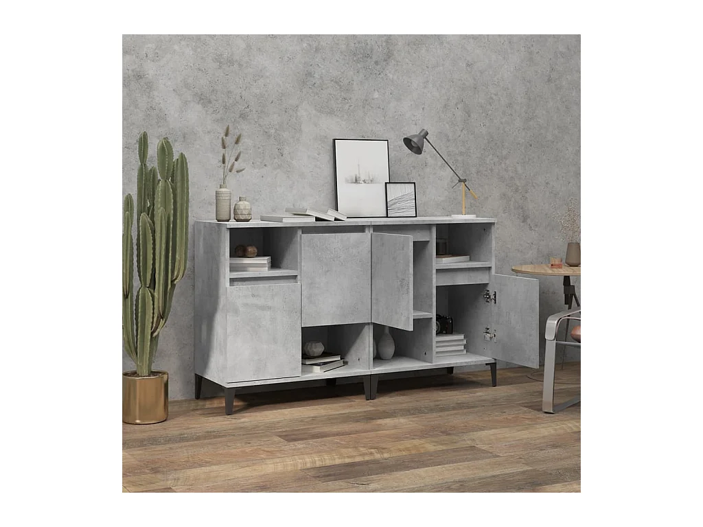 Credenze | Buffet | Armadi 2pz Grigio Cemento 60x35x70 cm in Legno Multistrato