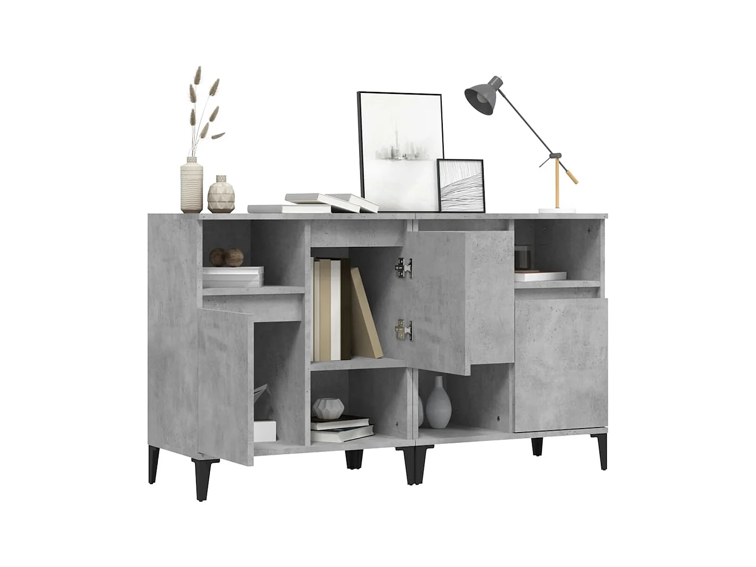 Credenze | Buffet | Armadi 2pz Grigio Cemento 60x35x70 cm in Legno Multistrato