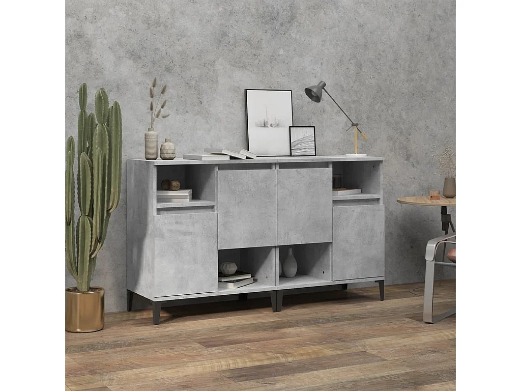 Buffets | Bahuts | Meuble de rangement 2 pcs gris béton 60x35x70 cm bois d'ingénierie