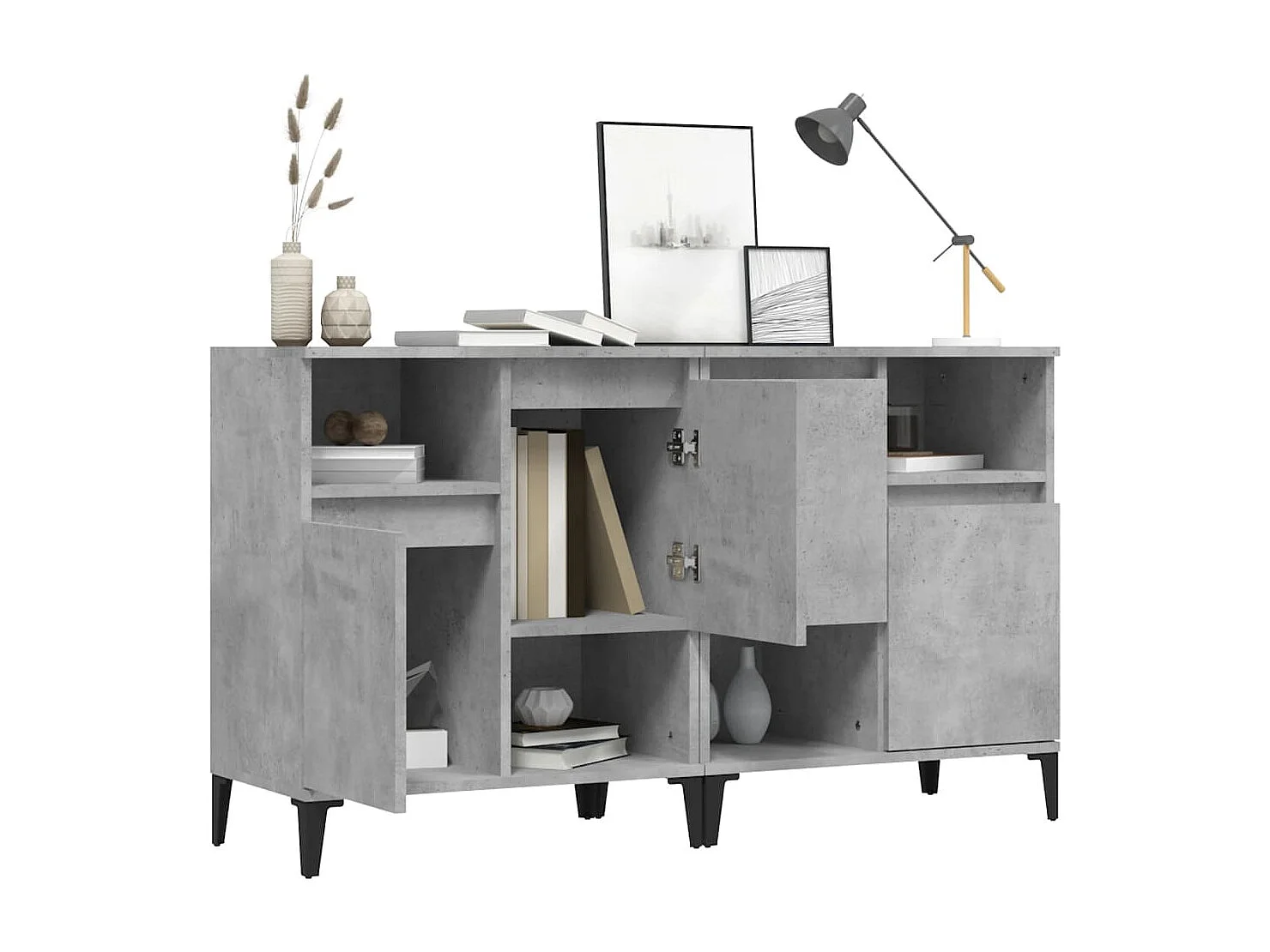 Buffets | Bahuts | Meuble de rangement 2 pcs gris béton 60x35x70 cm bois d'ingénierie