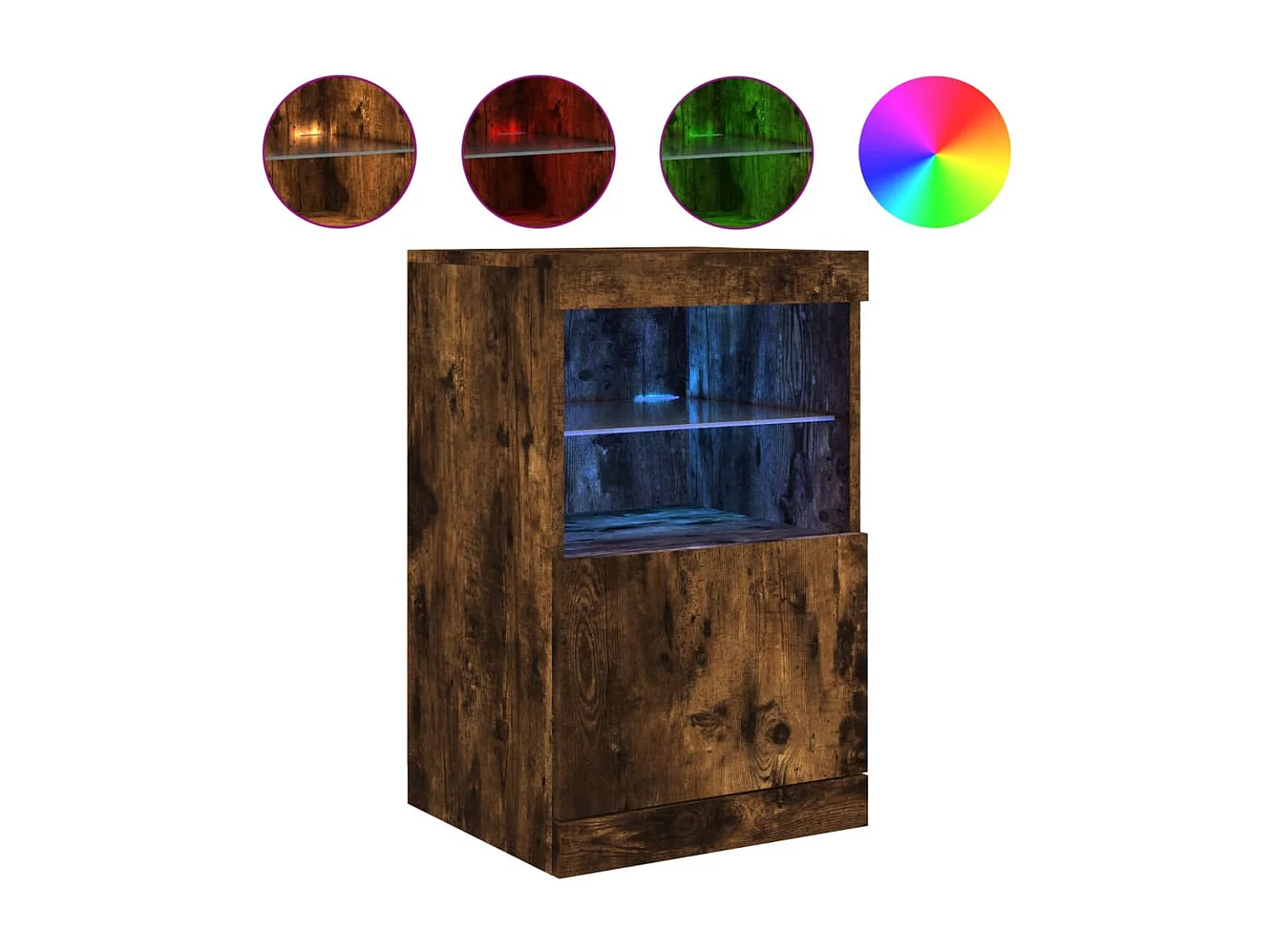 Buffet | Bahut | Meuble de rangement avec lumières LED chêne fumé 41x37x67 cm