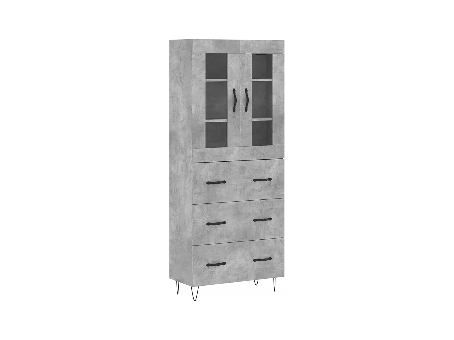 Buffet | Bahut | Meuble de rangement haut Gris béton 69,5x34x180 cm Bois d'ingénierie