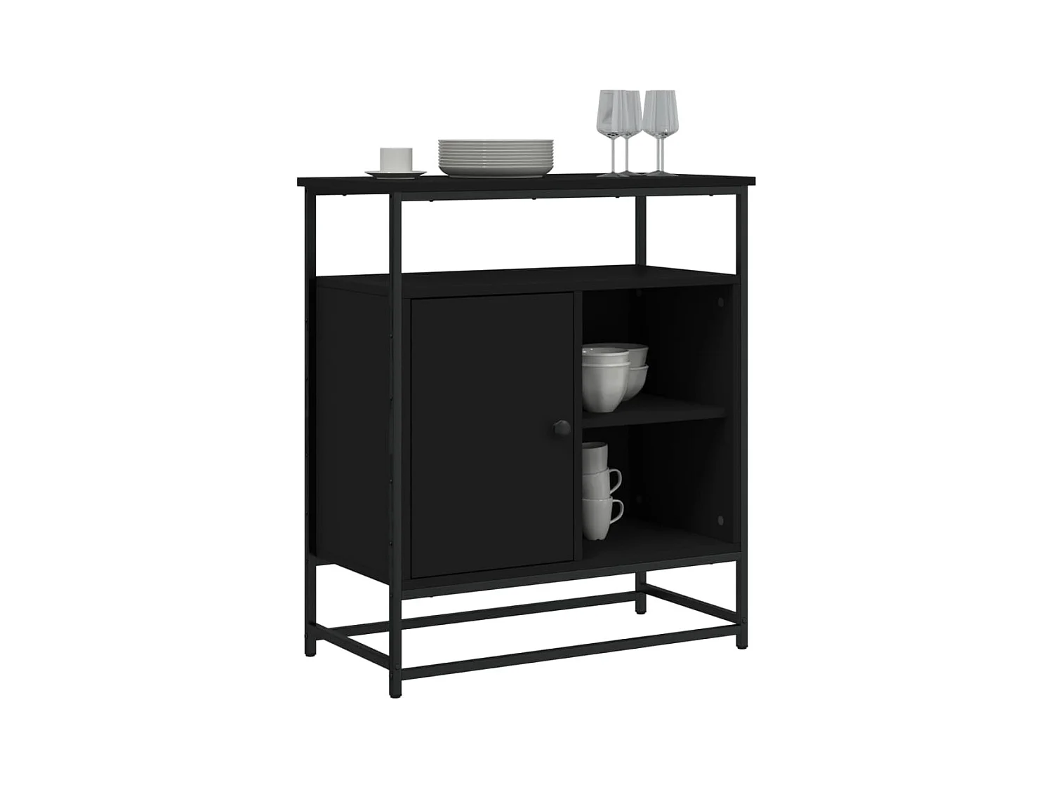 Buffet | Bahut | Meuble de rangement noir 69x35x80 cm bois d'ingénierie