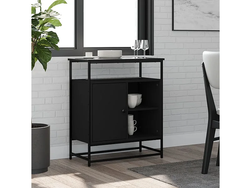 Buffet | Bahut | Meuble de rangement noir 69x35x80 cm bois d'ingénierie