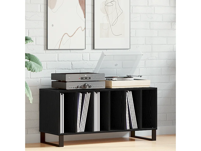 Buffet | Bahut | Meuble de rangement à enregistrement Noir Chêne 100x38x48 cm Bois d'ingénierie