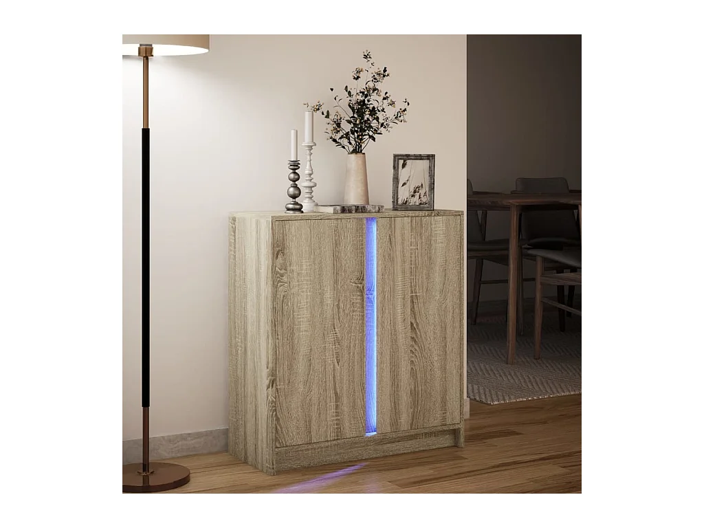 Buffet | Bahut | Meuble de rangement avec LED chêne sonoma 77x34x85 cm bois d'ingénierie