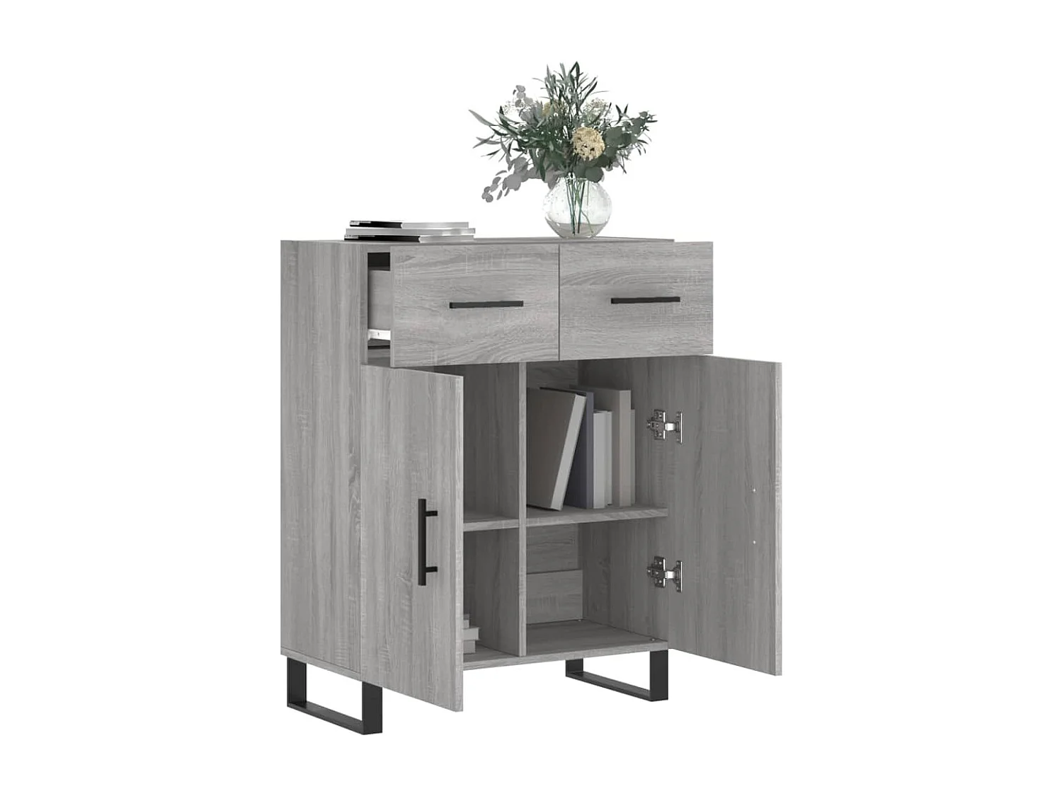 Buffet | Sideboard | Dressoir 69,5x34x90 cm bewerkt hout grijs sonoma eikenkleurig