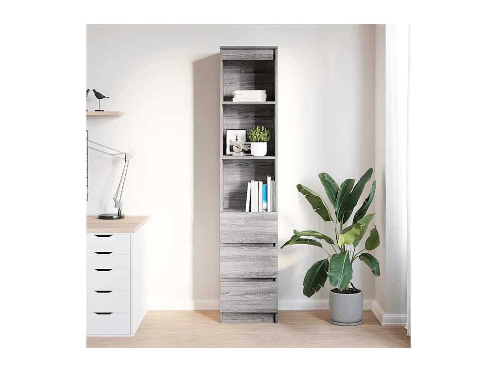 Buffet | Commode à tiroir | Meuble de rangement sonoma gris 37,5x35x180 cm bois d'ingénierie