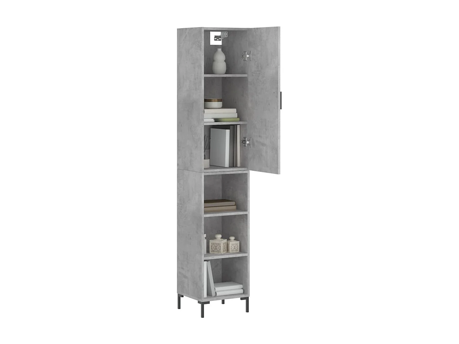 Buffet | Bahut | Meuble de rangement haut Gris béton 34,5x34x180 cm Bois d'ingénierie