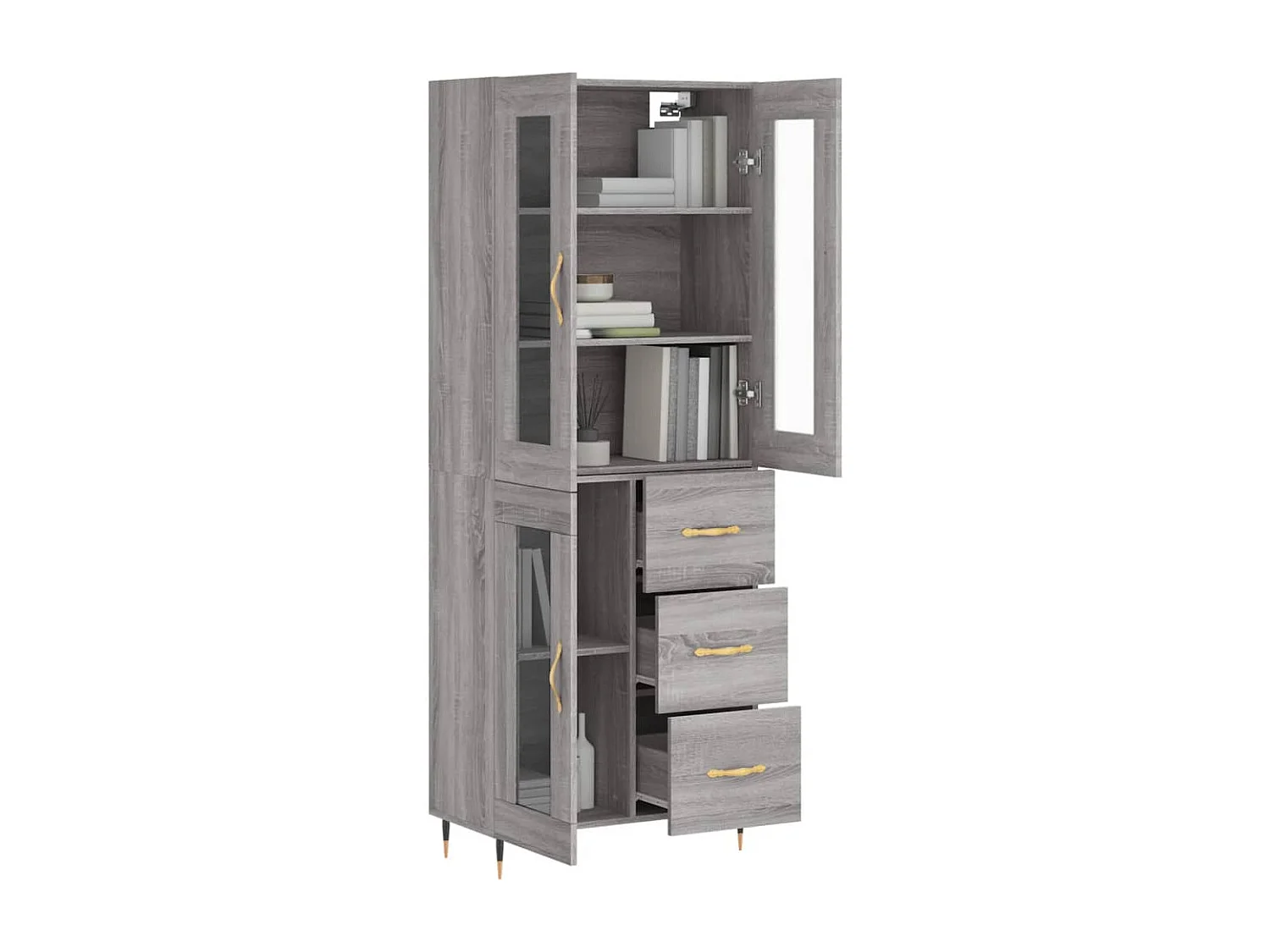 Buffet | Bahut | Meuble de rangement haut Sonoma gris 69,5x34x180 cm Bois d'ingénierie