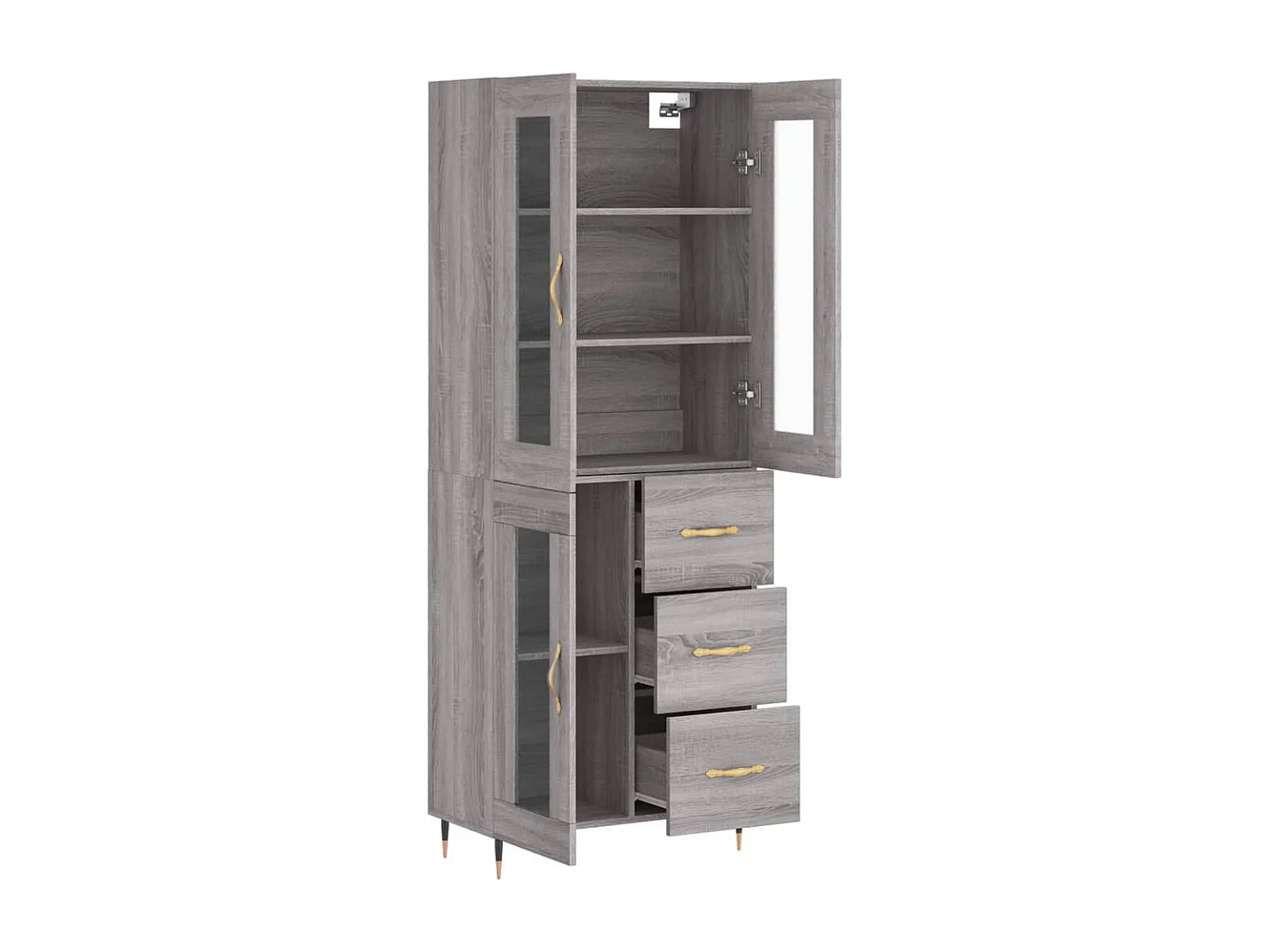 Buffet | Bahut | Meuble de rangement haut Sonoma gris 69,5x34x180 cm Bois d'ingénierie