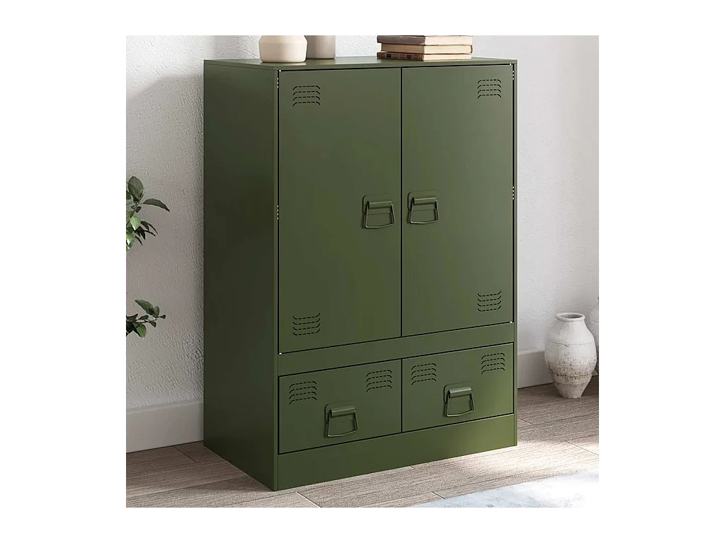 Buffet | Commode à tiroir | Meuble de rangement vert olive 67x39x95 cm acier