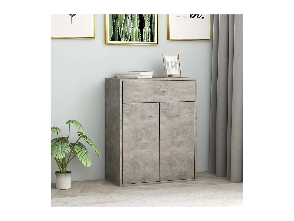 Buffet | Commode à tiroir | Meuble de rangement Gris béton 60x30x75 cm Bois d'ingénierie