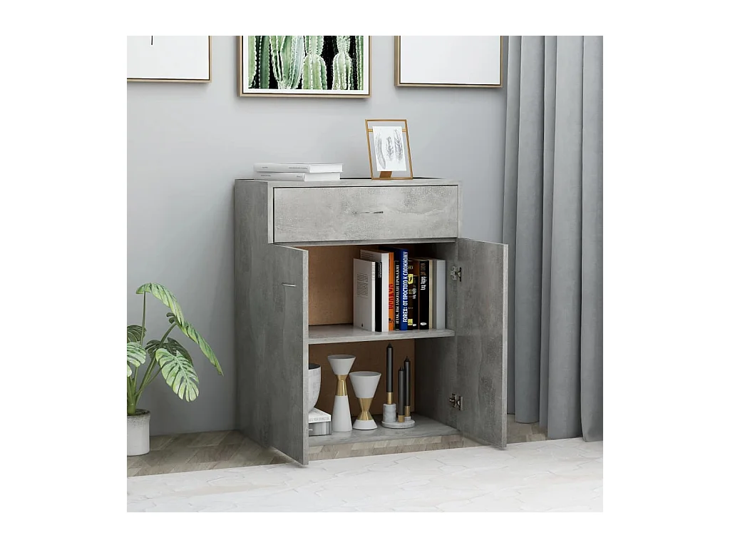 Buffet | Commode à tiroir | Meuble de rangement Gris béton 60x30x75 cm Bois d'ingénierie