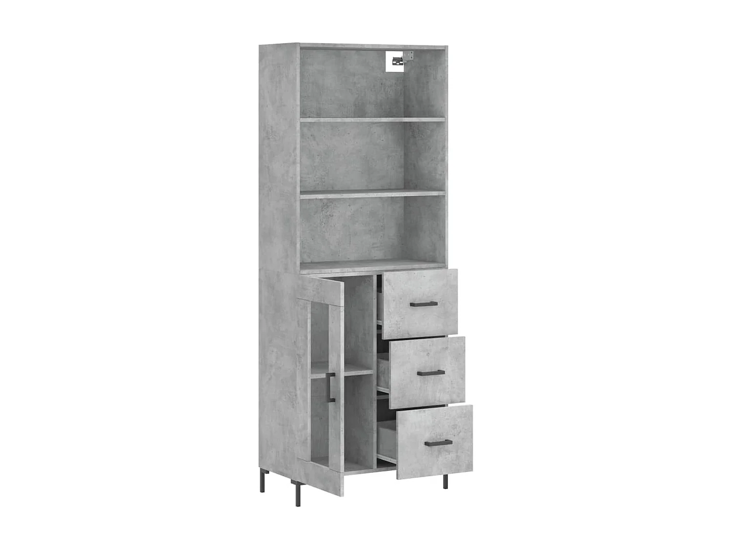 Credenza | Buffet | Armadio Grigio Cemento 69,5x34x180 cm in Legno Multistrato