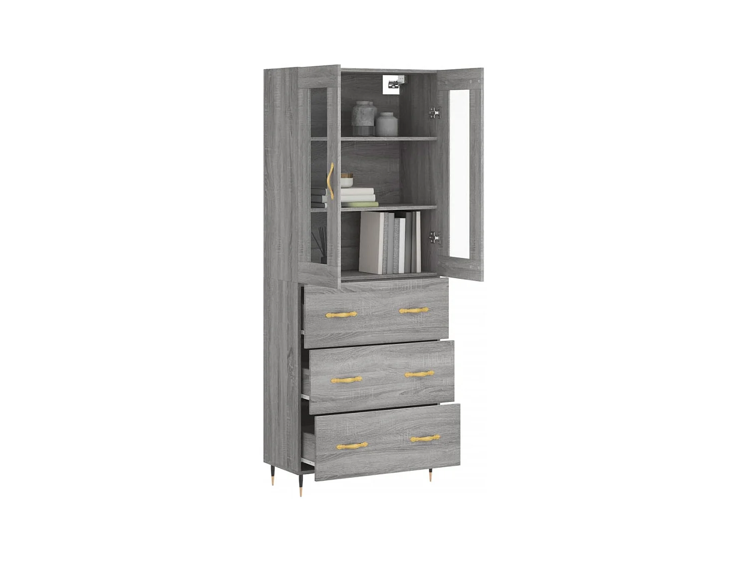 Buffet | Bahut | Meuble de rangement haut Sonoma gris 69,5x34x180 cm Bois d'ingénierie