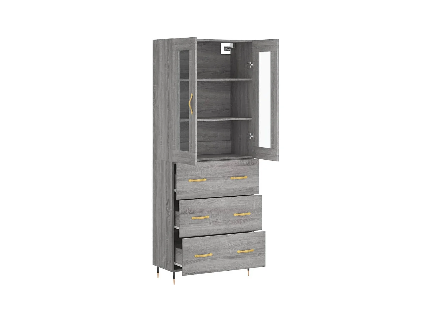 Buffet | Bahut | Meuble de rangement haut Sonoma gris 69,5x34x180 cm Bois d'ingénierie