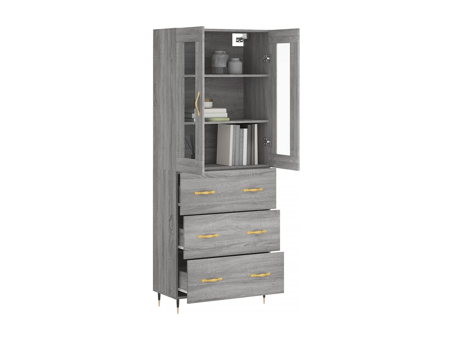 Credenza | Buffet | Armadio Grigio Sonoma 69,5x34x180 cm in Legno Multistrato