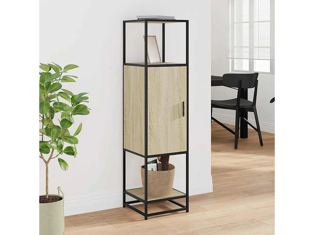 Buffet | Bahut | Meuble de rangement haut chêne sonoma 35,5x35x139 cm bois d'ingénierie métal