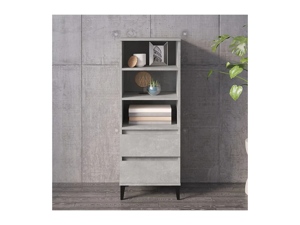 Buffet | Bahut | Meuble de rangement haut Gris béton 40x36x110 cm Bois d'ingénierie