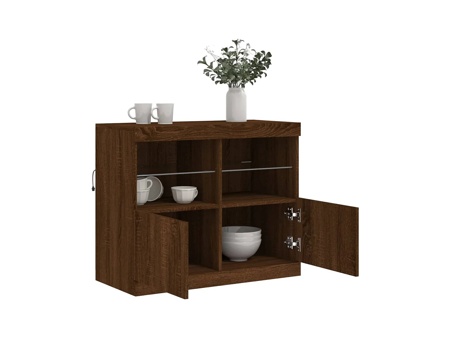 Buffet | Bahut | Meuble de rangement avec lumières LED chêne marron 81x37x67 cm