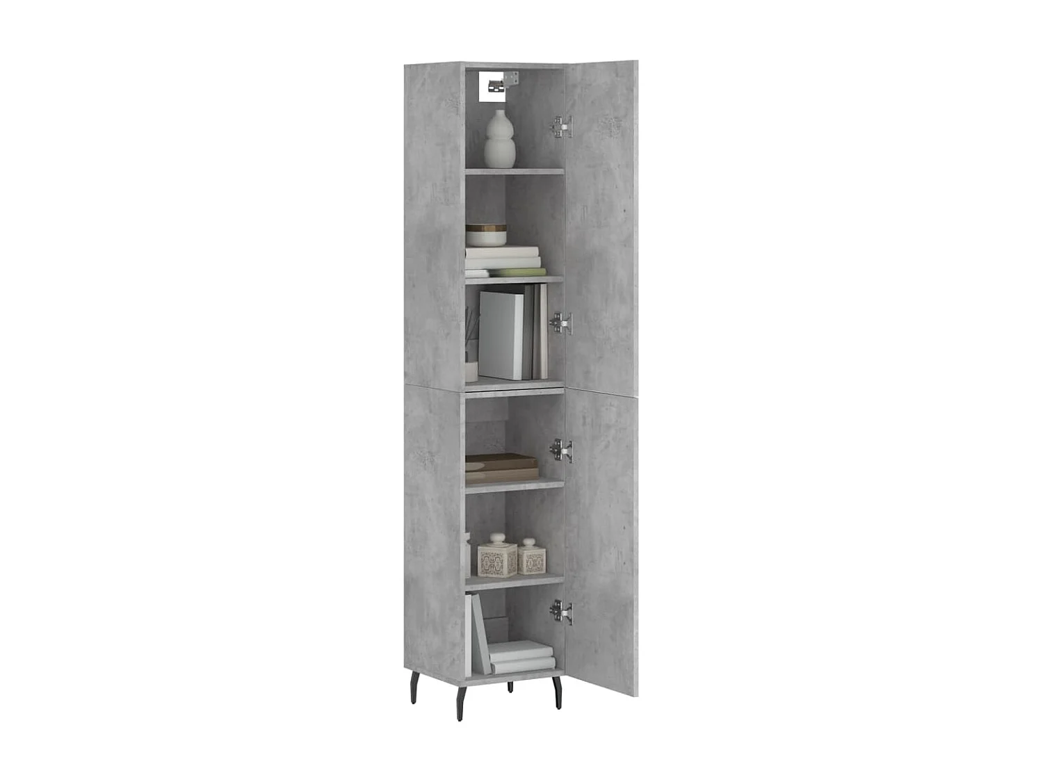 Buffet | Bahut | Meuble de rangement haut Gris béton 34,5x34x180 cm Bois d'ingénierie